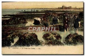 Old Postcard Dieppe La Peche fishing for crabs