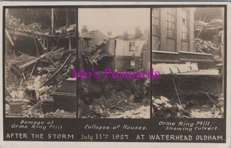 Lancashire Postcard - Oldham, After The Storm at Waterhead in 1927 - RS38062