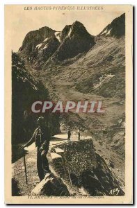 Old Postcard The High Pyrenees Arrens Illustrated Route Col d'Aubisque