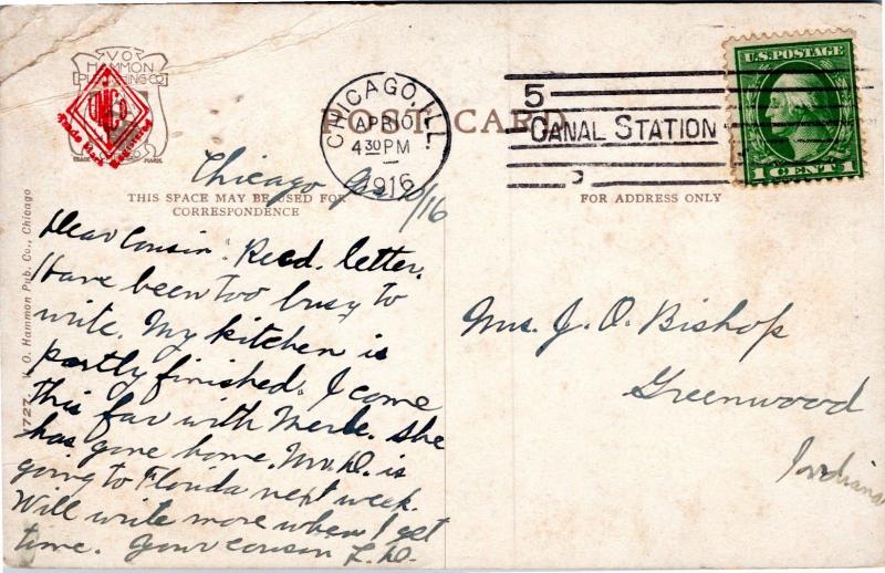 postcard IL - People's Gas Building, Chicago - V.O. Hammon - 1916