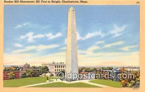 Bunker Hill Monument Charlestown, Mass USA Patriotic Unused 