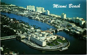 Vtg Miami Beach Hotel Row North Beach St Francis Hospital Florida FL Postcard