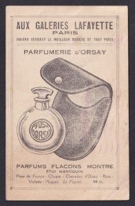 Vintage postcard 1928 Paris France advertising perfume dOrsay Galeries Lafayette