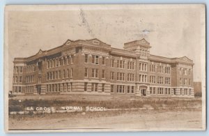 La Crosse Wisconsin WI Postcard RPPC Photo Normal School Building 1909 Antique