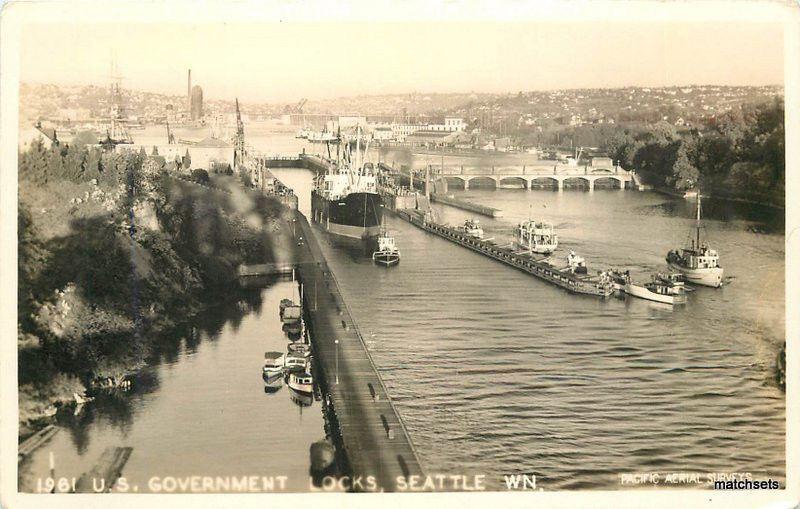 1940s Seattle Washington US Government Locks RPPC Real photo postcard  7164