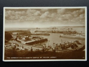 Channel Islands JERSEY St. Helier HARBOUR & ELIZABETH CASTLE - Old RP Postcard