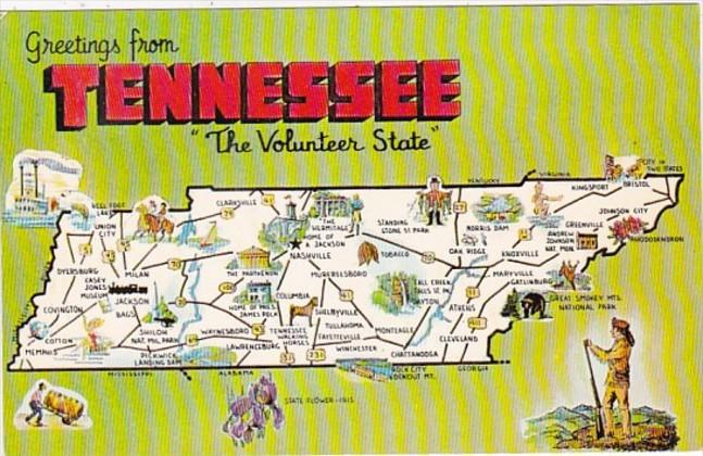 Greetings From Tennessee With Map