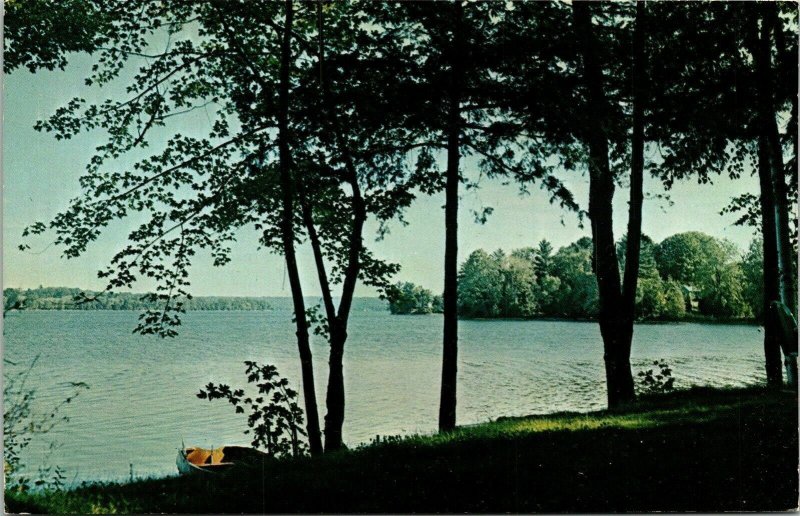 Wolfe Lake Westport Ontario Canada Old Boat VTG Postcard PM WOB Note Vintage 