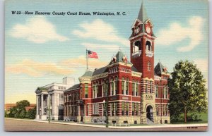 Wilmington NC~Hanover County Courthouse~Queen Anne~Flag~Linen 1940s Postcard