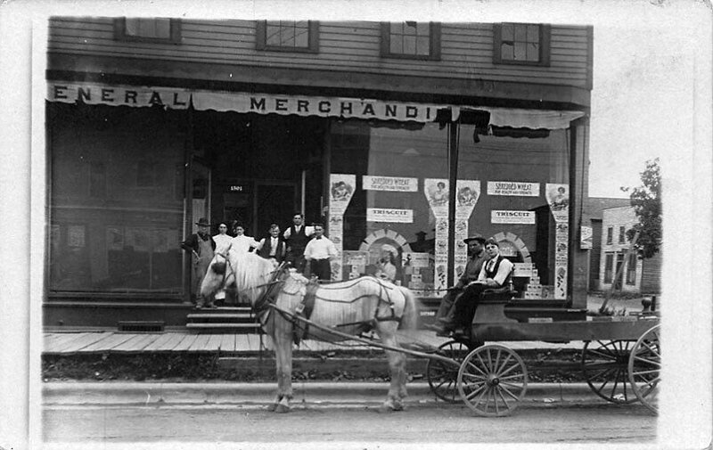 Wauwatosa WI General Merchandise Store Horse & Wagon Real Photo Postcard