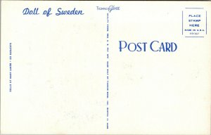 Vtg Dolls of Many Lands Doll of Sweden 1950s Unused Postcard
