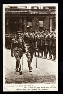 ROY647 - King George V - King of Belgium inspects the Guard of Honour. Postcard