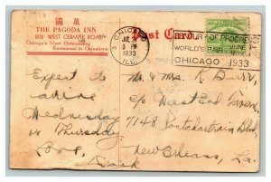 Vintage 1933 Advertising Photo Postcard Pagoda Inn Chinatown Chicago Illinois