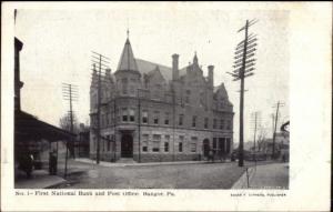 Bangor PA Bank & Post Office c1910 Postcard