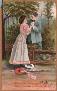 Vintage Postcard 1909 Lovers Couple Holding Hands How Could I Suffer Love Alarm