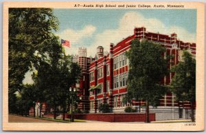 Austin High School & Junior College Austin Minnesota MN Trees Campus Postcard