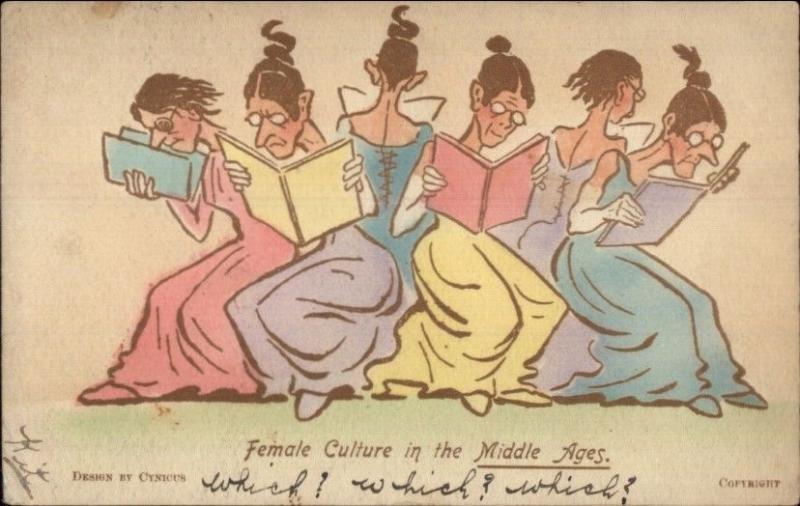 Cynicus - Female Culture in the Middle Ages - Pun c1905 Postcard