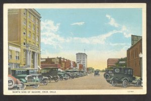 ENID OKLAHOMA DOWNTOWN STREET SCENE 1920's CARS VINTAGE POSTCARD