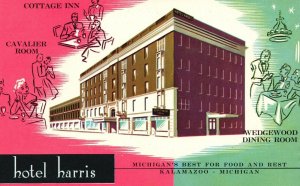 Vintage Postcard Hotel Harris Building Kalamazoo Michigan Best For Food & Rest