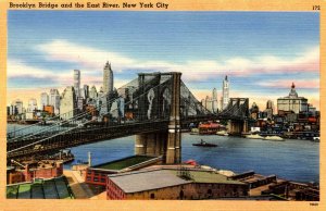 NY - New York City. Brooklyn Bridge, East River