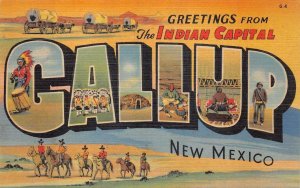 GREETINGS FROM THE INDIAN CAPITOL GALLUP NEW MEXICO LARGE LETTER POSTCARD 1952