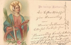 Die Heilige Katharina Embossed Postcard Saint Catherine 04.84