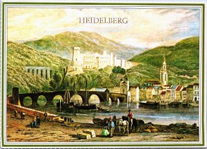 Germany Heidelberg Cityscape with Bridge over the Neckar Vintage Postcard BS.27
