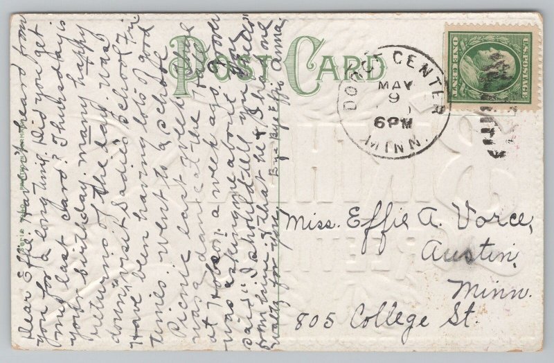 Greetings~Clovers & Blooms~Birthday~Vintage Postcard 