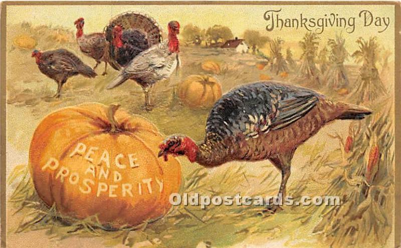 Thanksgiving Old Vintage Antique Postcard Post Card Tucks writing on back