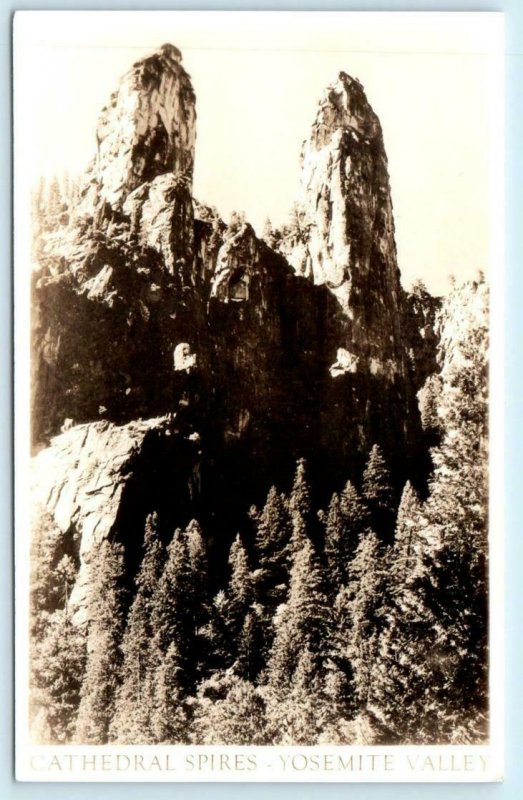 RPPC  YOSEMITE VALLEY ~ CATHEDRAL SPIRES Yosemite National Park 1940s Postcard