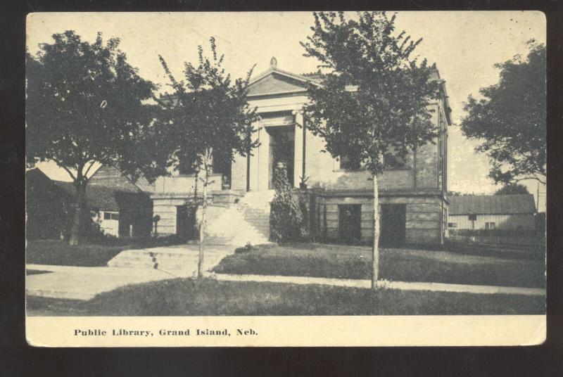 GRAND ISLAND NEBRASKA PUBLIC LIBRARY BUILDING ANTIQUE VINTAGE POSTCARD