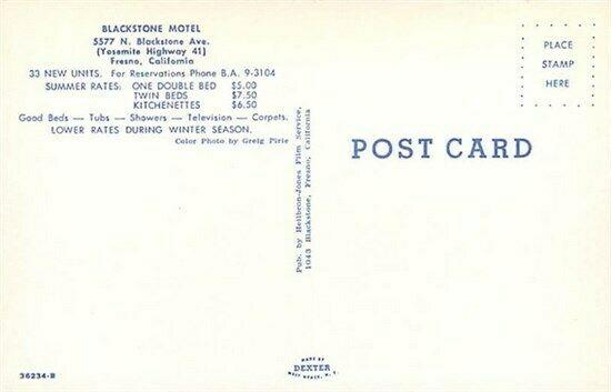 CA, Fresno,  California, Blackstone Motel, Dexter No. 36234