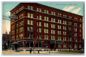 Entrance To Hotel Dresden Building Flint Michigan MI Antique Unposted Postcard