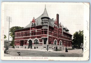 Janesville Wisconsin WI Postcard YMCA Building Exterior View 1906 Vintage Posted