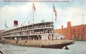 Steamship Christopher Columbus (Whaleback) Chicago Harbor Vintage Postcard