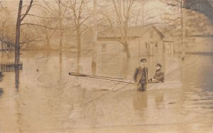 J70/ Warren Ohio RPPC Postcard c1913 Flood Disaster Boat Homes 241