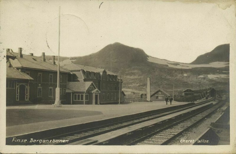 norway norge, FINSE, Bergensbanen, Railway Station (1924) RPPC Postcard