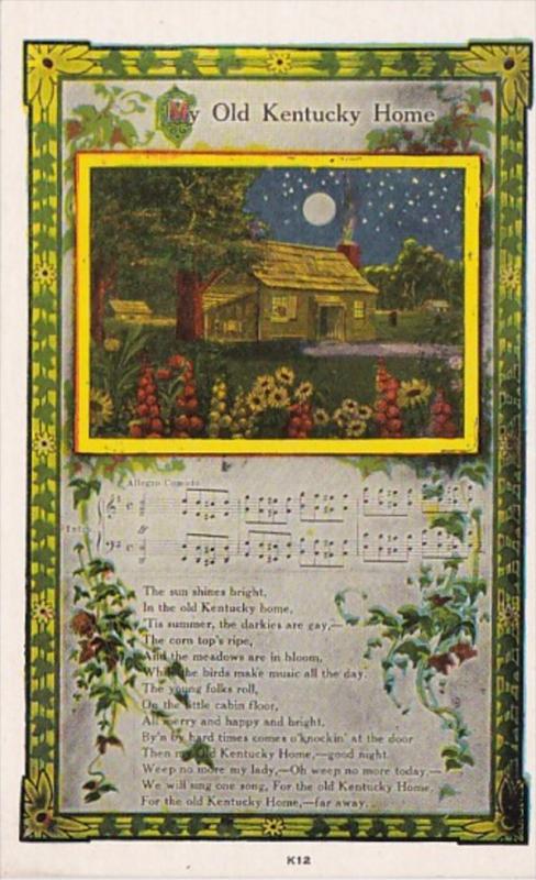 Kentucky My Old Kentucky Home Song Card