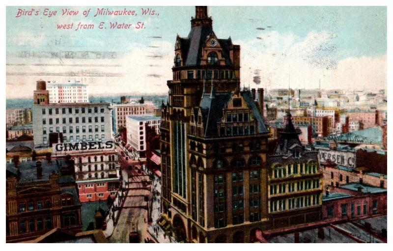 Wisconsin  Milwaukee Aerial view , west from East Water Street