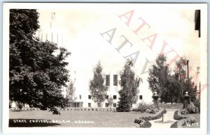 c1930s Salem, OR RPPC State Capitol Building Garden Path Photo Government A164