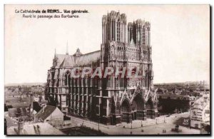 Old Postcard Militaria The Cathedral of Reims General view