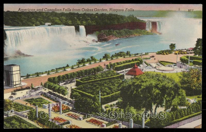 American and Canadian Falls from Oakes Garden