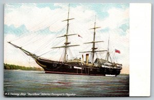 US Training Ship  Hartford  Admiral Farragut's Flagship  Postcard  c1905