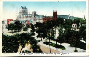 CPR Windsor Station Dominion Square Montreal Canada WB Postcard VTG PM 1926 WOB  