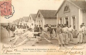 Postcard C-1910 Military France Fencing practice Street Scene FR24-628