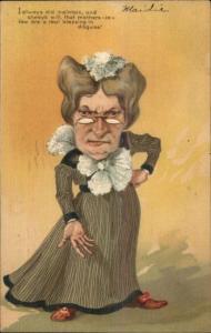Grouchy Old Woman Eyeglasses - Poem PFB c1910 Embossed Postcard