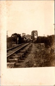RPPC, Car on Railroad Tracks Vintage Postcard Y52