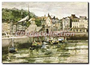 Modern Postcard Honfleur Watercolor by Jean Louis Thibaut prospects for the o...