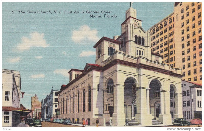 MIAMI, Florida, 1930-1940's; The Gesu Church, N.E. First Avenue and Second St...