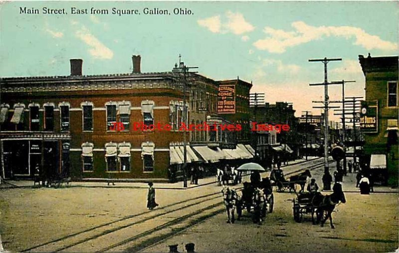 OH, Galion, Ohio, Main Street, East From Square, Stores, Curteich No A-921